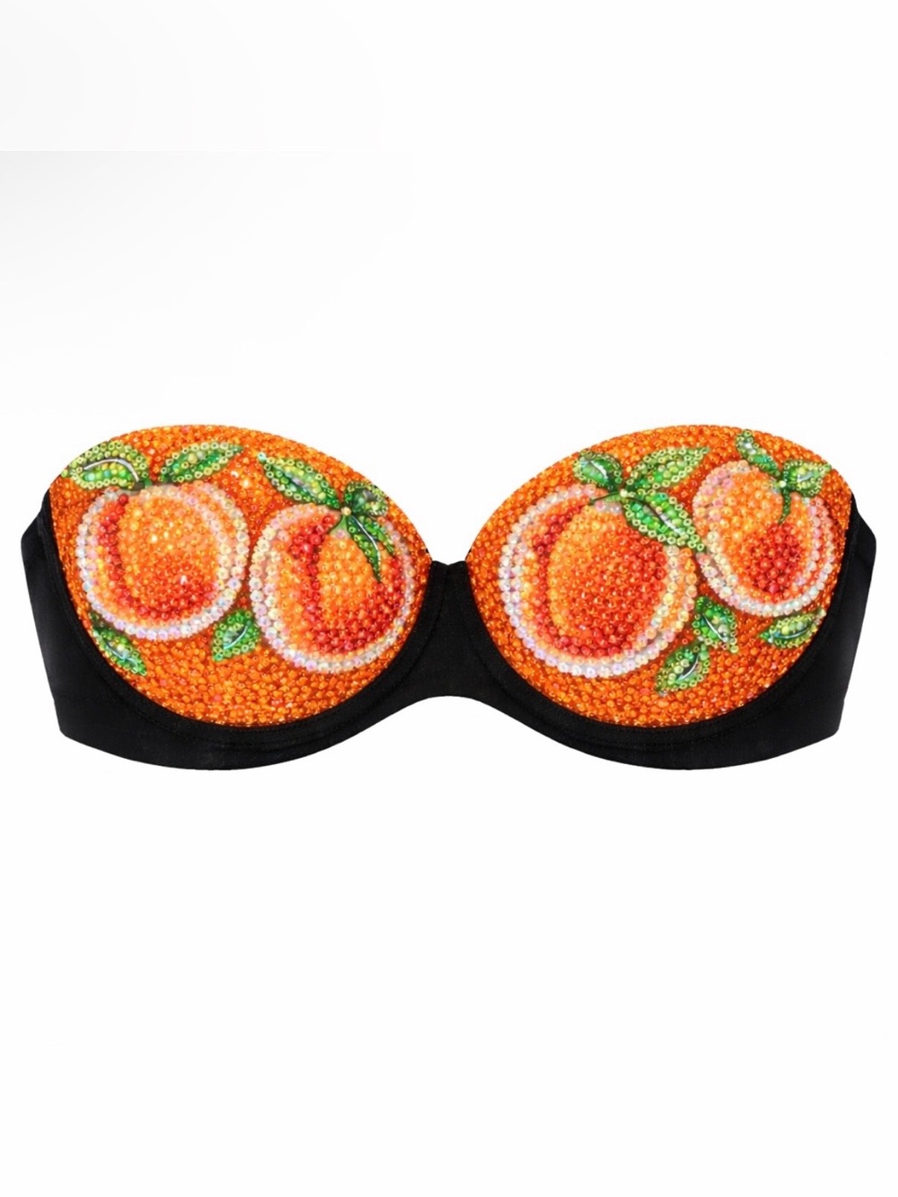 40C Peaches Orange Design Rhinestone Glam Bling Bra Top